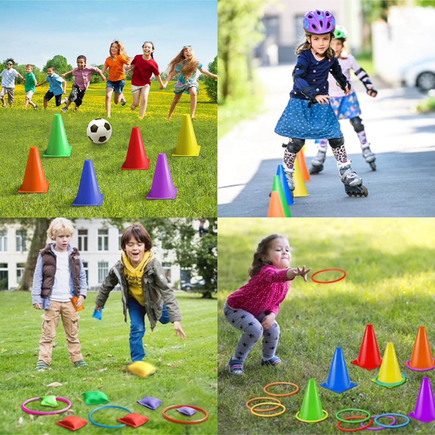 Juego 3 en 1: Conos, aros y bolsas
