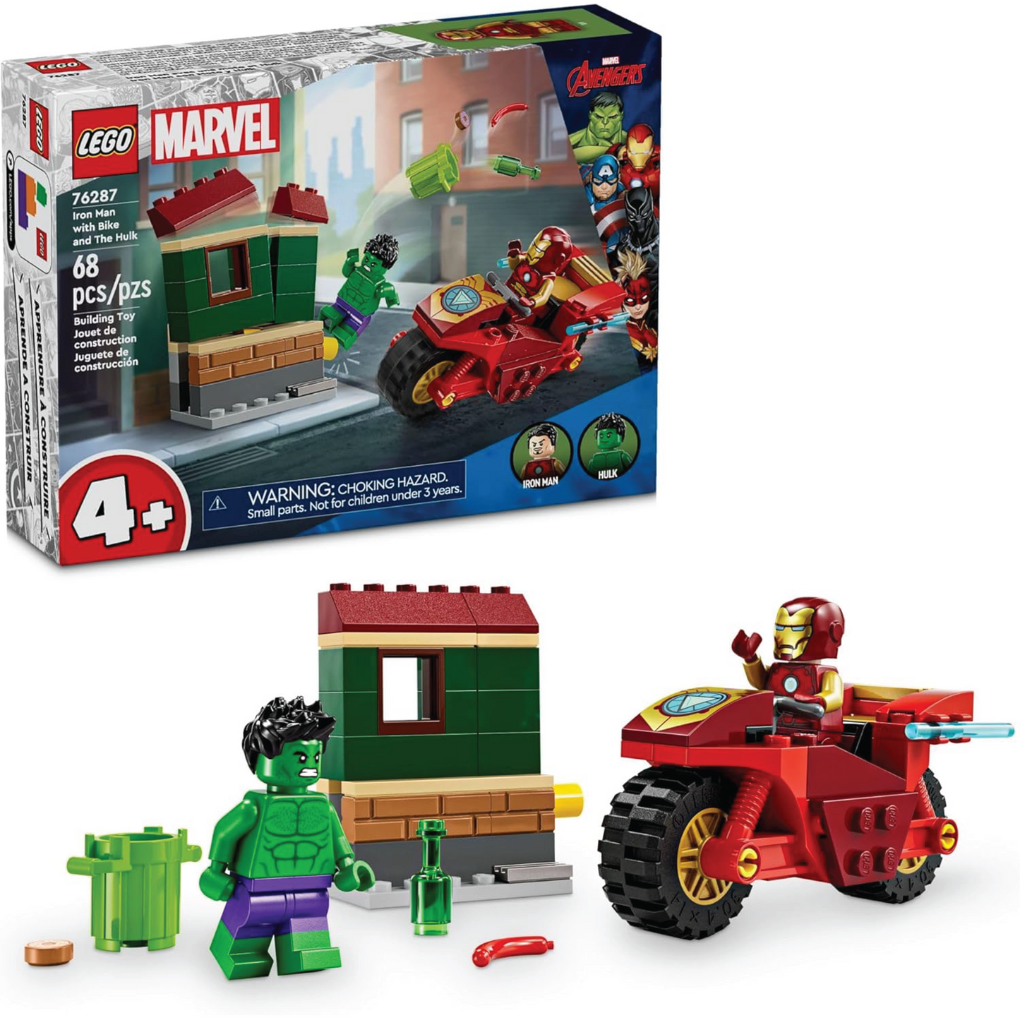 LEGO Marvel Iron Man con Moto y Hulk