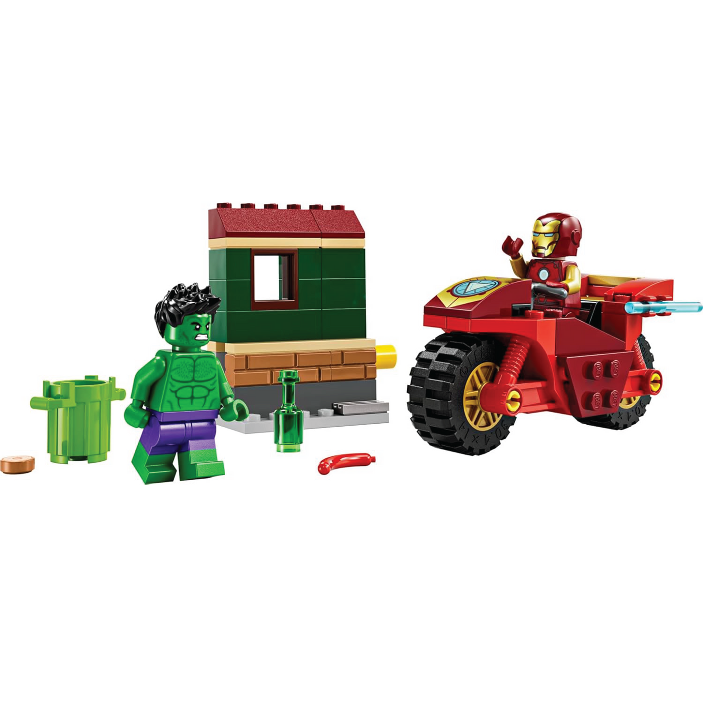 LEGO Marvel Iron Man con Moto y Hulk